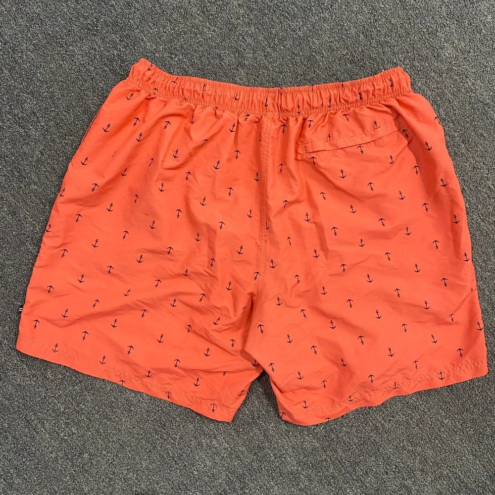 Nautica Swim Trunks Mens 2XL Coral Pink Anchor‎ Print Mesh Lined XXL